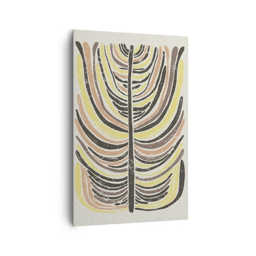 Impression sur toile - Image sur toile - Motif de feuille abstrait dans des tons terreux - 80x120cm - Abstraction pleine de vie - Décoration murale moderne pour le salon et la chambre ARTTOR