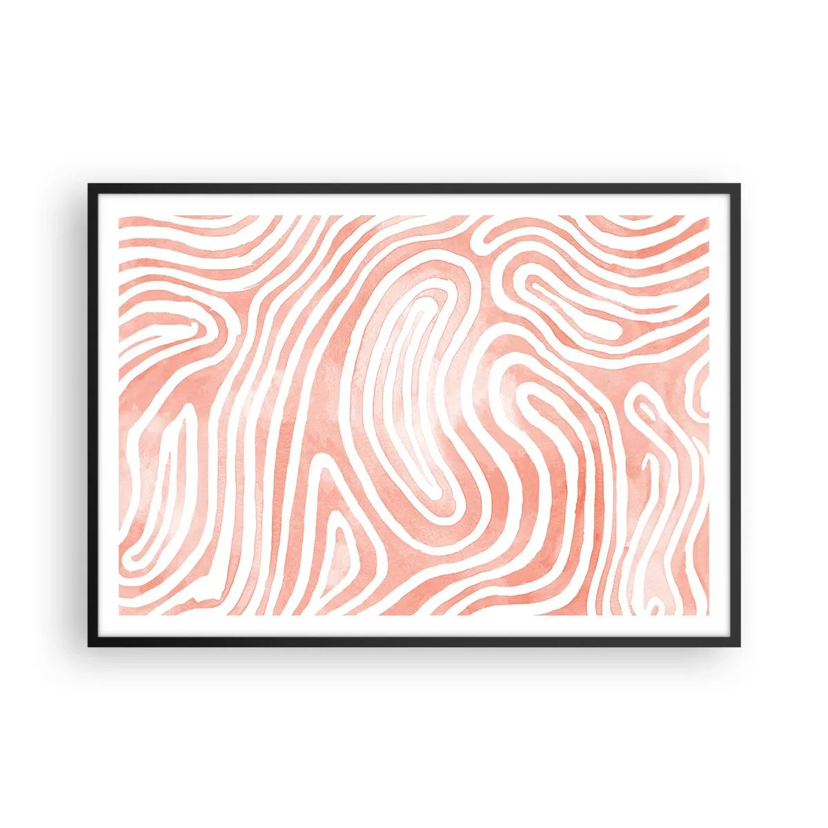 Affiche dans un cadre noir - Poster - Motif abstrait dans les tons de rose et de blanc - 100x70cm - Dans le labyrinthe de corail - Décoration murale moderne pour le salon et la chambre ARTTOR