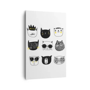 Impression sur toile - Image sur toile - Illustrations de chats élégantes dans un style minimaliste - 80x120cm - Tous les autres - Décoration murale moderne pour le salon et la chambre ARTTOR