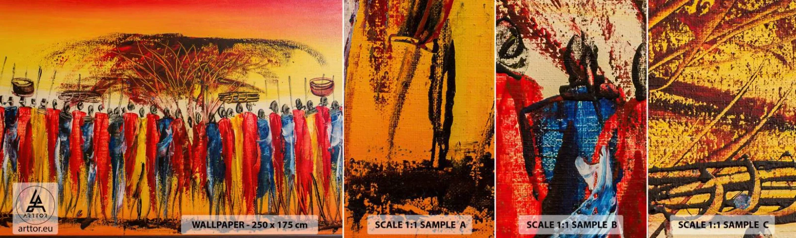 Échantillon de Papier Peint Autocollant Deluxe Sticker - Là-bas, là-bas, ils vont là-bas - Morceau, Personnes, Afrique - 100x30 cm