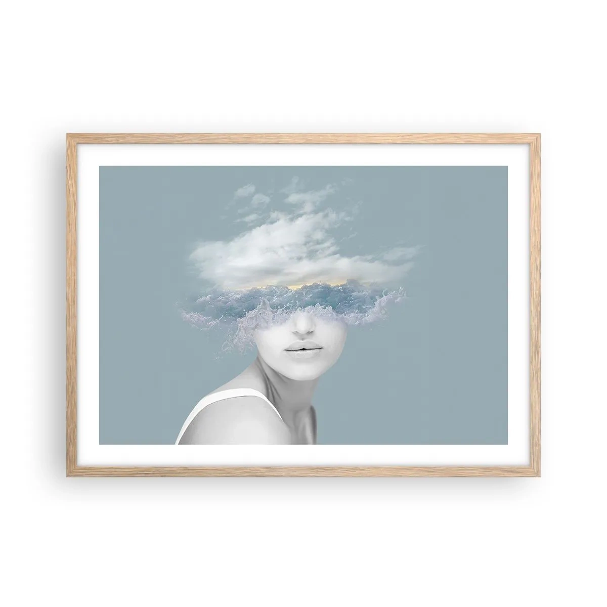 Affiche dans un chêne clair - Poster - La tête dans les nuages - 70x50 cm