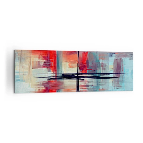 Impression sur toile - Image sur toile - Une composition abstraite aux couleurs intenses, aux lignes et aux formes géométriques. - 160x50cm - Un paysage dans une dimension inconnue - Décoration murale moderne pour le salon et la chambre ARTTOR