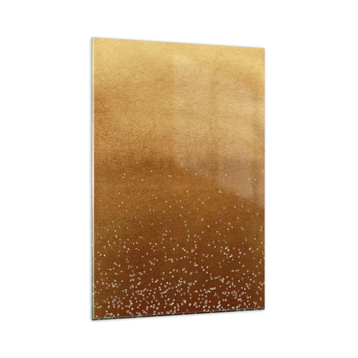 Impression sur verre - Image sur verre - Un dégradé doré avec des reflets et des embellissements subtils - 80x120cm - Origine du monde - Décoration murale moderne pour le salon et la chambre ARTTOR