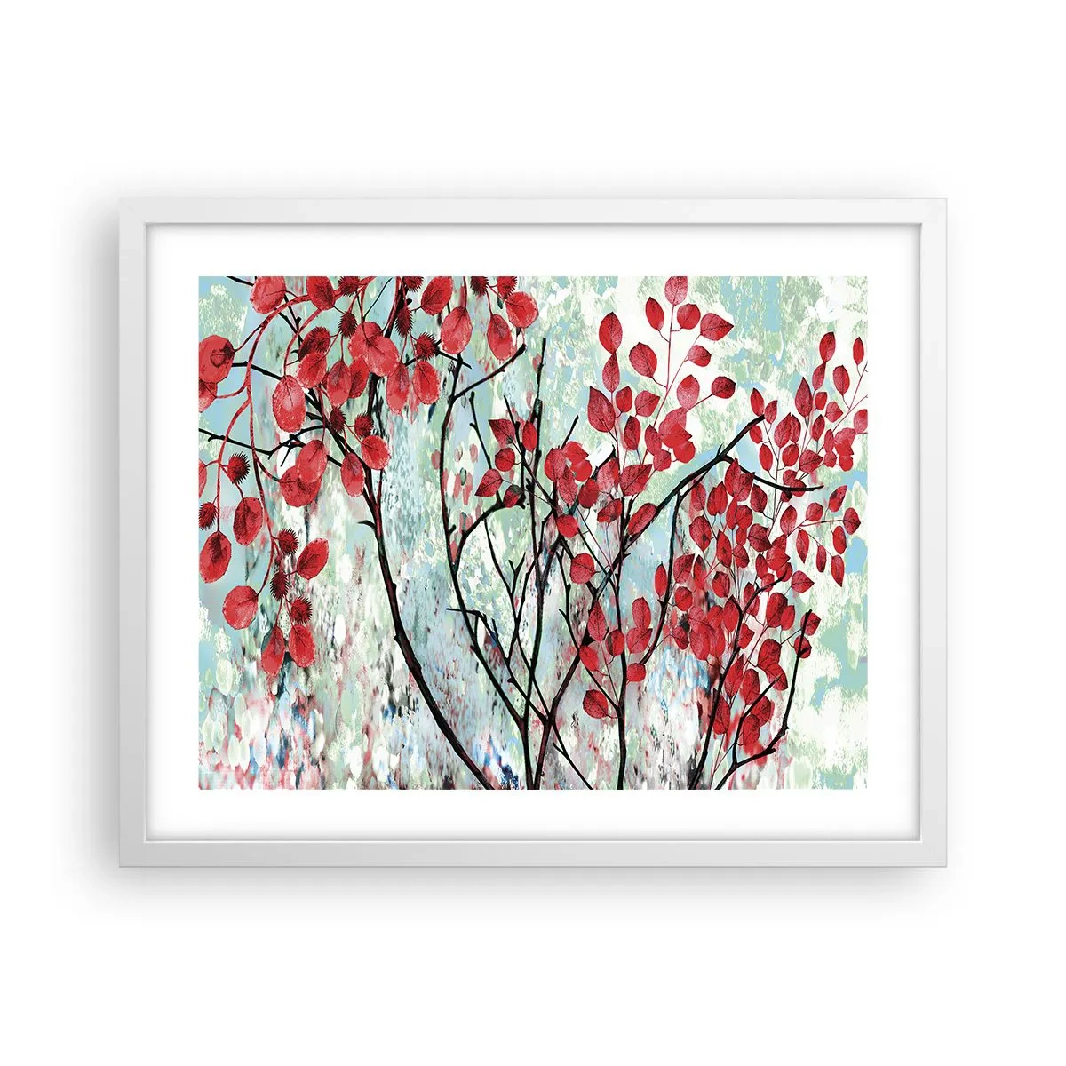Affiche dans un cadre blanc - Poster - Arbre en écarlate - 50x40 cm