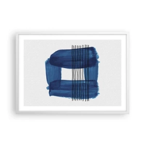 Affiche dans un cadre blanc - Poster - Composition noire-bleue - 70x50 cm