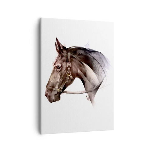 Impression sur toile - Image sur toile - Un profil de cheval dans une forme artistique délicate sur fond blanc - 50x70cm - Quelle grâce - Décoration murale moderne pour le salon et la chambre ARTTOR
