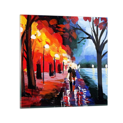 Impression sur verre - Image sur verre - Automne flamboyant dans le parc - 40x40 cm