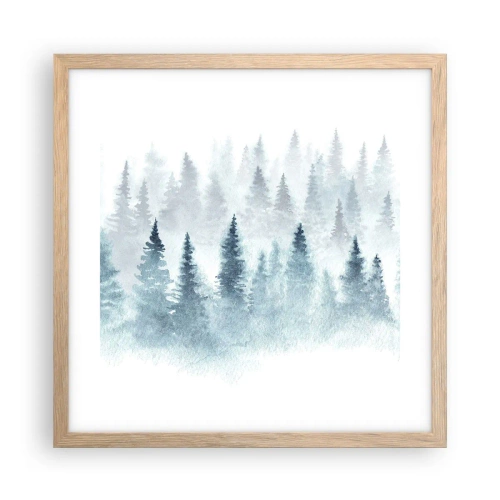 Affiche dans un chêne clair - Poster - Enveloppé de brouillard - 40x40 cm