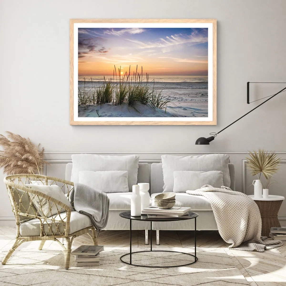 Affiche dans un chêne clair - Poster - Regarde, pense, ressent - 100x70 cm