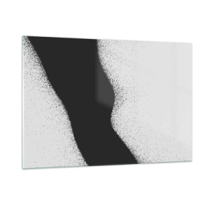 Impression sur verre - Image sur verre - Abstraction minimaliste en noir et blanc avec un dégradé de points - 120x80cm - Équilibre fluide - Décoration murale moderne pour le salon et la chambre ARTTOR