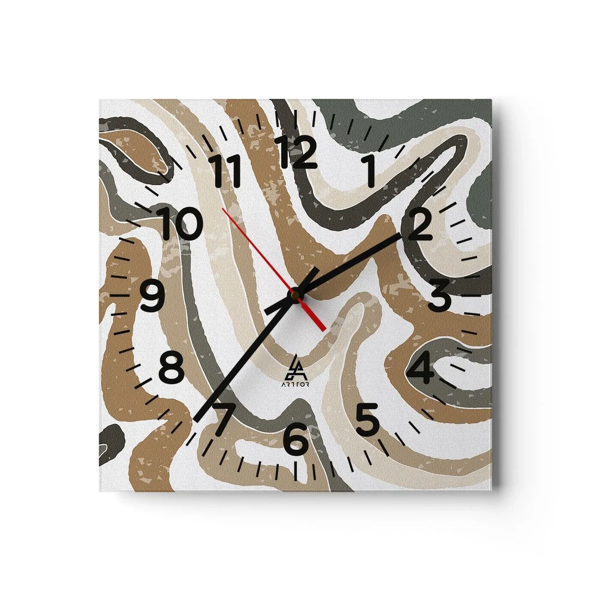 Horloge murale - Pendule murale - Méandres de couleurs de la terre - 40x40 cm