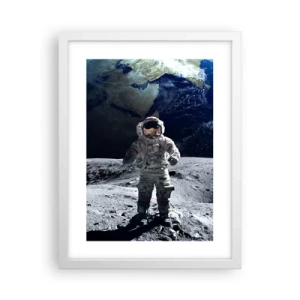 Affiche dans un cadre blanc - Poster - Salutations de la lune - 30x40 cm