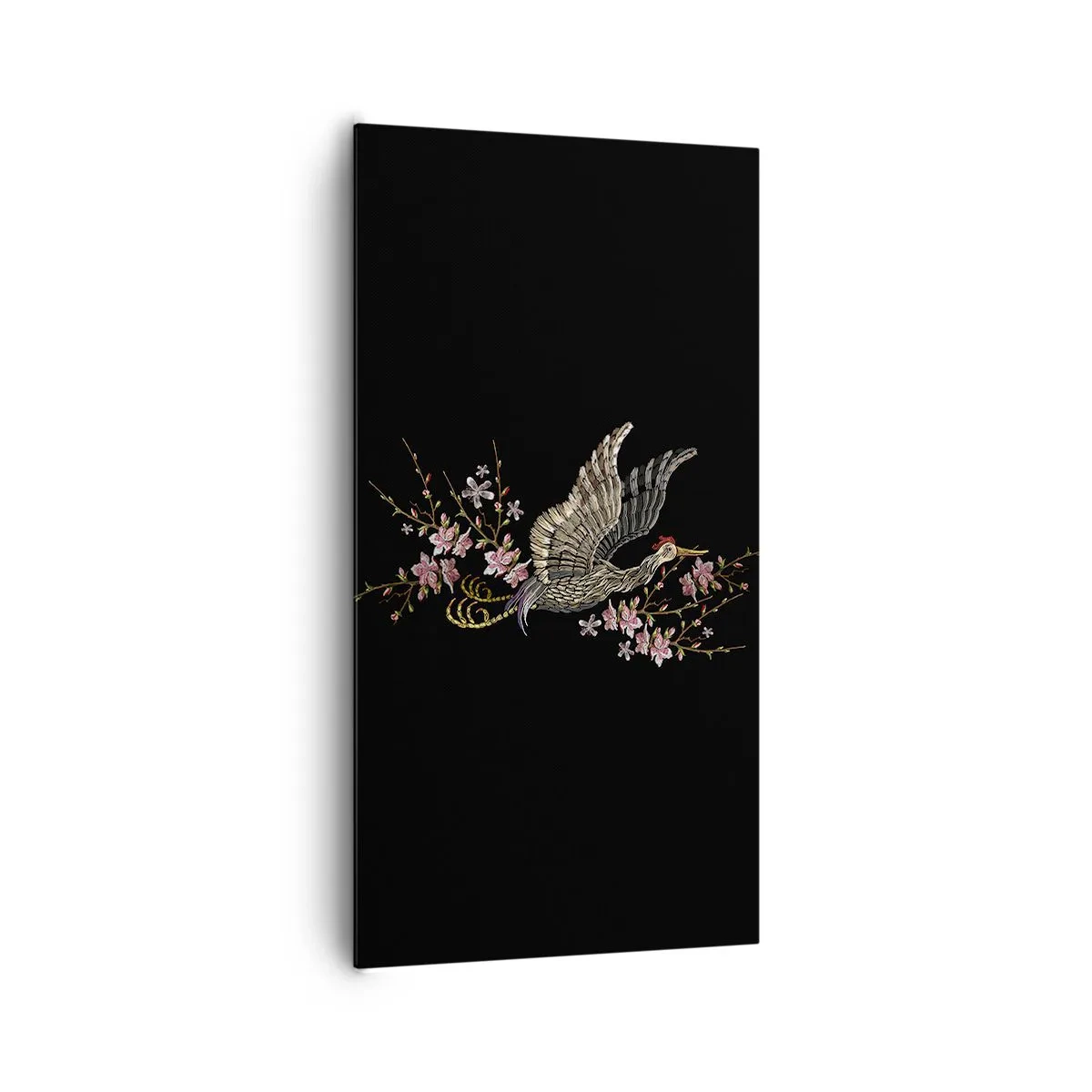 Impression sur toile - Image sur toile - Oiseau brodé exotique - 65x120 cm