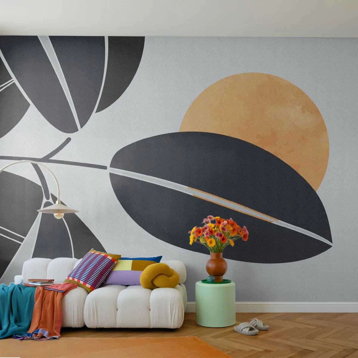 Papier Peint Photo Premium Canvas - Une chaude journée d'été - Botanique, Feuilles, Minimalisme - 400x280 cm