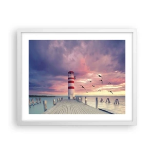 Affiche dans un cadre blanc - Poster - C'est l'heure d'aller au port - 50x40 cm