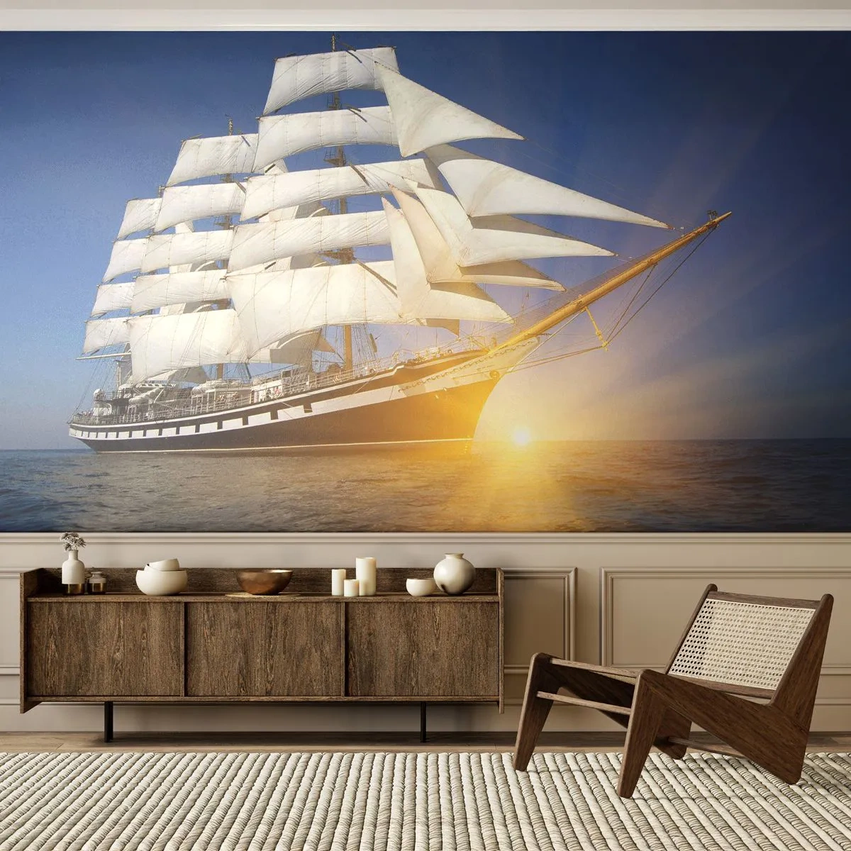 Papier Peint Photo Standard Eco - Leur temps ne passera jamais - Mer, Bateau à voile, Bateau - 400x280 cm