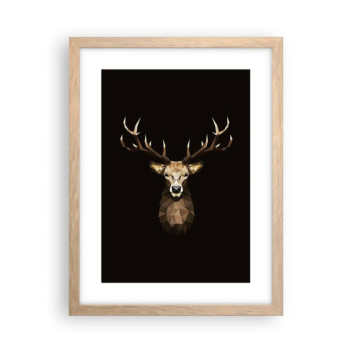 Affiche dans un chêne clair - Poster - Cerf cubique - 30x40 cm
