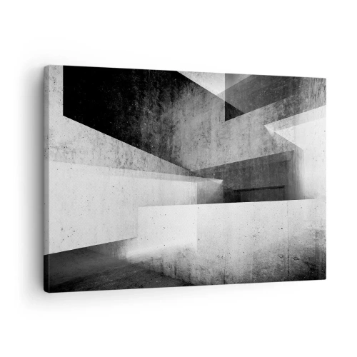Impression sur toile - Image sur toile - Formes géométriques dans une composition monochrome - 70x50cm - Structure de l'espace - Décoration murale moderne pour le salon et la chambre ARTTOR