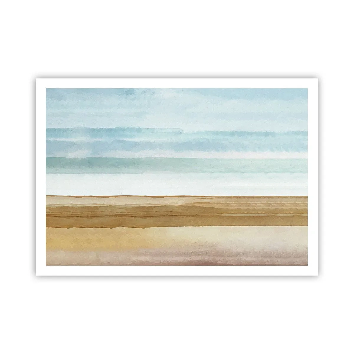 Affiche - Poster - Paysage de plage abstrait aux tons pastel - 100x70cm - Réconfort - Décoration murale moderne pour le salon et la chambre ARTTOR