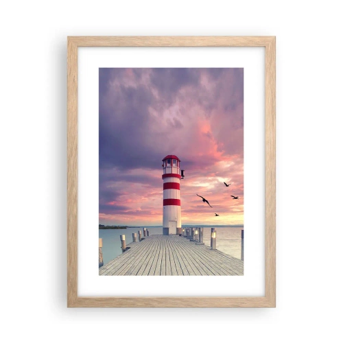 Affiche dans un chêne clair - Poster - C'est l'heure d'aller au port - 30x40 cm