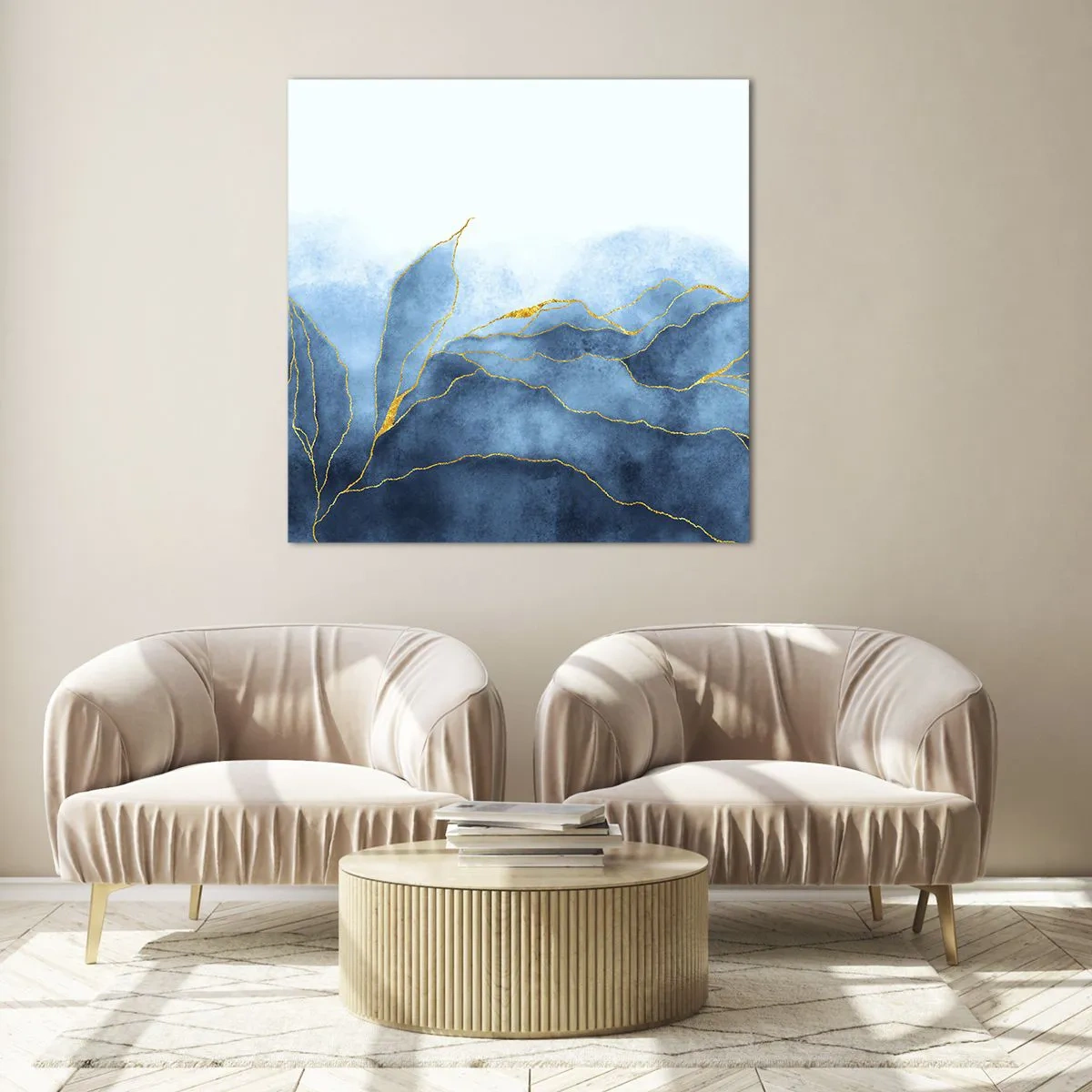 Impression sur verre - Image sur verre - Bleu doré - 40x40 cm