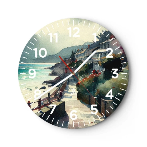 Horloge murale - Pendule murale - Ville méditerranéenne - 30x30 cm