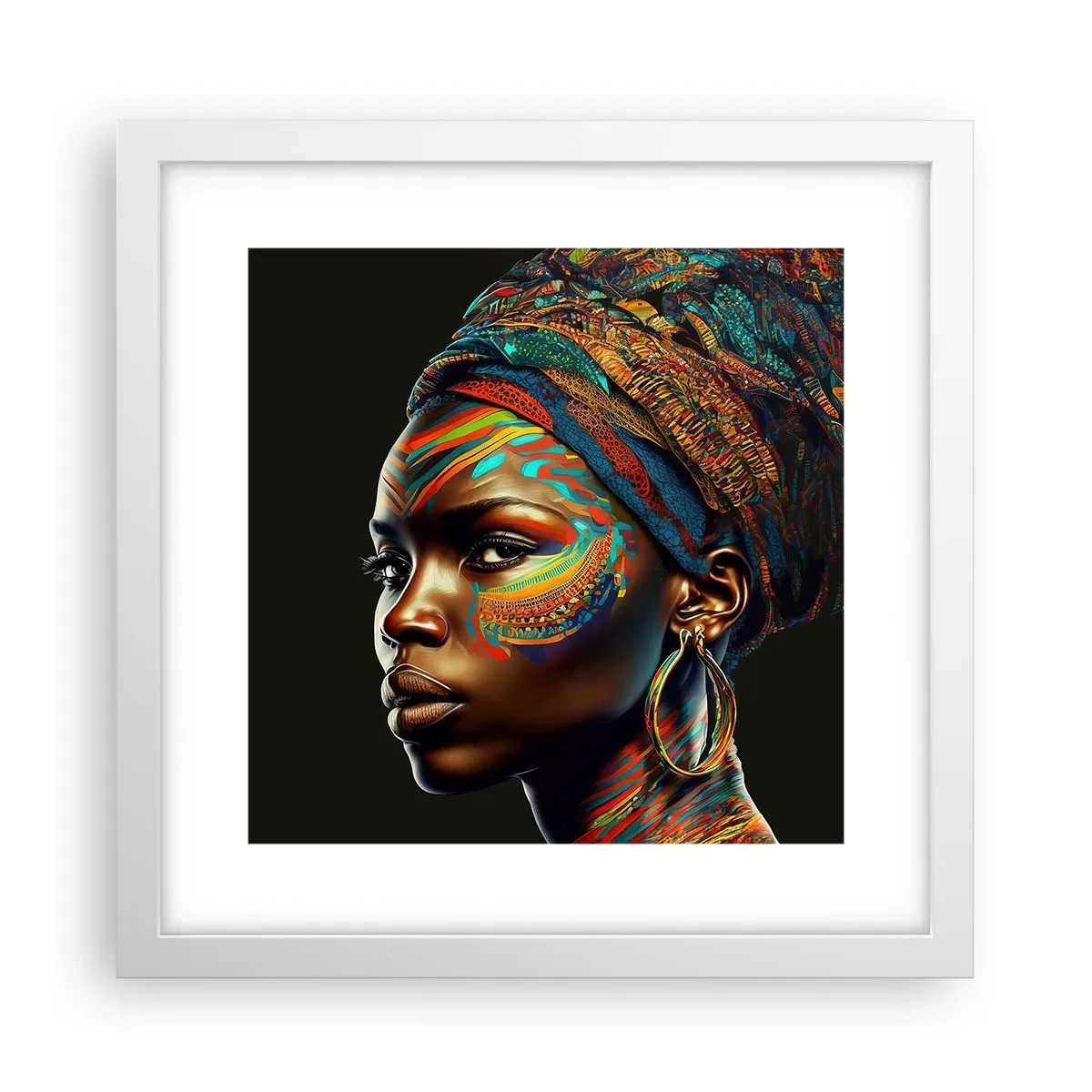 Affiche dans un cadre blanc - Poster - reine africaine - 30x30 cm