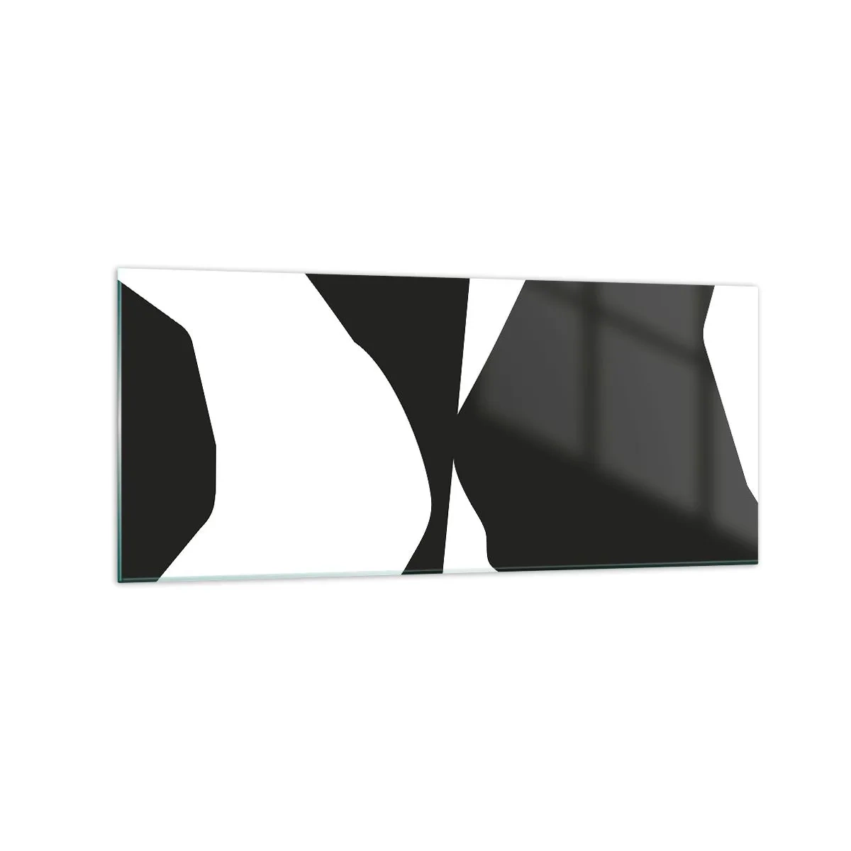 Impression sur verre - Image sur verre - Motif de contraste abstrait en noir et blanc - 120x50cm - Positif négatif - Décoration murale moderne pour le salon et la chambre ARTTOR