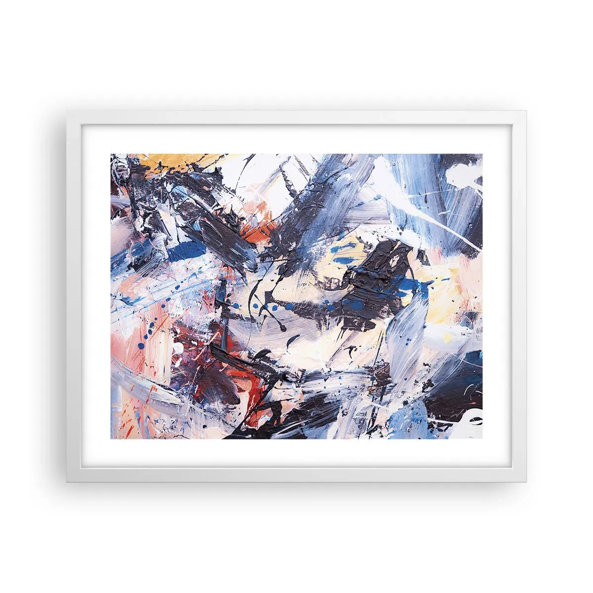 Affiche dans un cadre blanc - Poster - La danse folle de l'abstrait - 50x40 cm