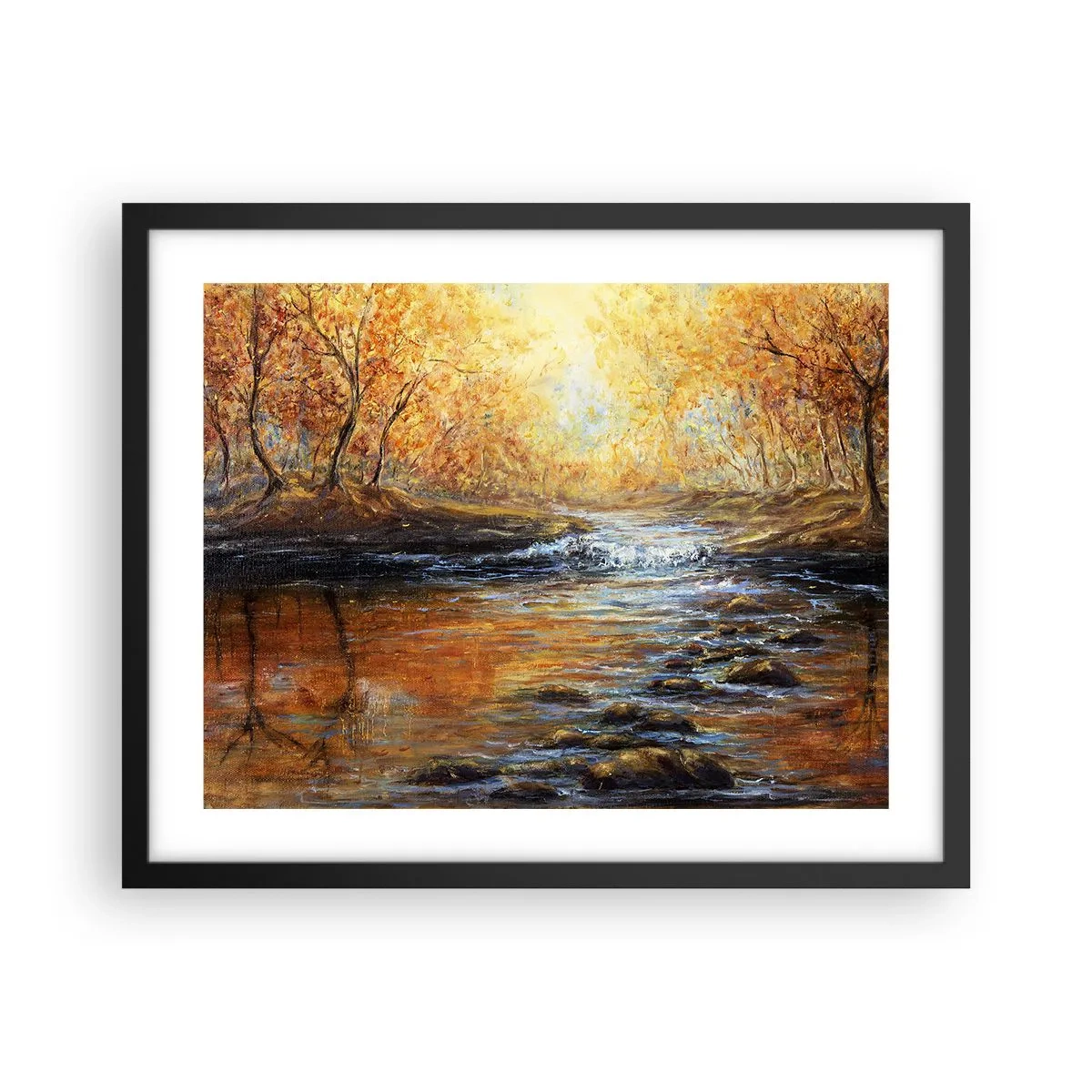 Affiche dans un cadre noir - Poster - Le ruisseau d'or - 50x40 cm