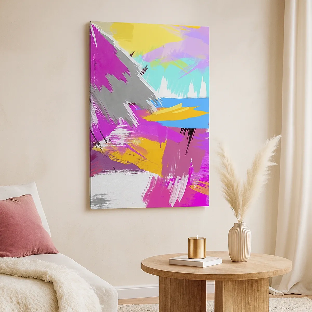 Impression sur toile - Image sur toile - Abstraction dynamique aux couleurs intenses - 50x70cm - Maz, maz, maz encore une fois - Décoration murale moderne pour le salon et la chambre ARTTOR