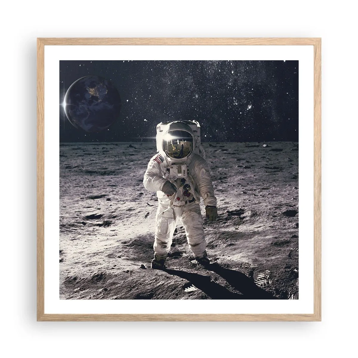 Affiche dans un chêne clair - Poster - Salutations de la lune - 60x60 cm