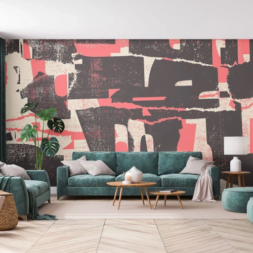 Papier Peint Autocollant Deluxe Sticker - Tout ce tapage - Collage, Vieilli, Morceau - 350x256 cm