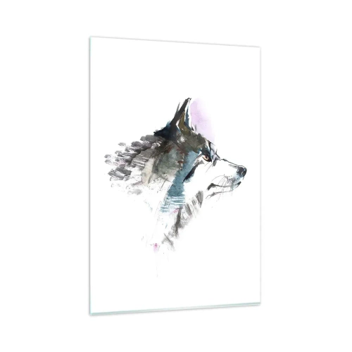 Impression sur verre - Image sur verre - Loup aquarelle dans un style minimaliste - 80x120cm - On parle du loup - Décoration murale moderne pour le salon et la chambre ARTTOR