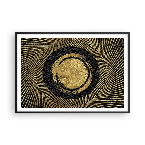 Affiche dans un cadre noir - Poster - Composition géométrique en noir et or avec des rayons - 100x70cm - Composition glamour - Décoration murale moderne pour le salon et la chambre ARTTOR