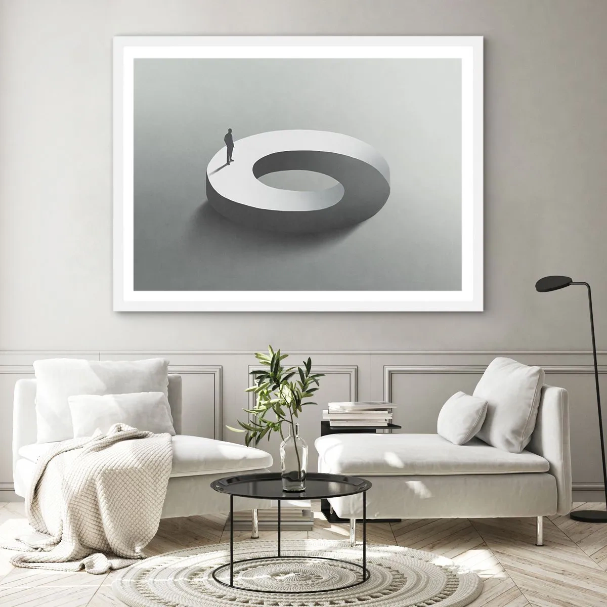 Affiche dans un cadre blanc - Poster - Et sois intelligent ici - 70x50 cm