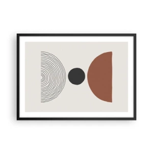 Affiche dans un cadre noir - Poster - Figures géométriques abstraites aux couleurs chaudes - 70x50cm - Au centre de l'attention - Décoration murale moderne pour le salon et la chambre ARTTOR