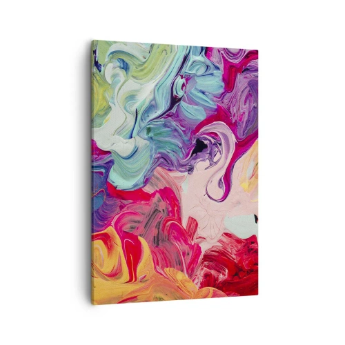 Impression sur toile - Image sur toile - Une composition abstraite aux couleurs vibrantes et tourbillonnantes et à la structure dynamique. - 50x70cm - La naissance des couleurs - Décoration murale moderne pour le salon et la chambre ARTTOR