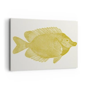 Impression sur toile - Image sur toile - Poisson rouge vintage sur fond clair - 100x70cm - Du poisson et c'est tout - Décoration murale moderne pour le salon et la chambre ARTTOR
