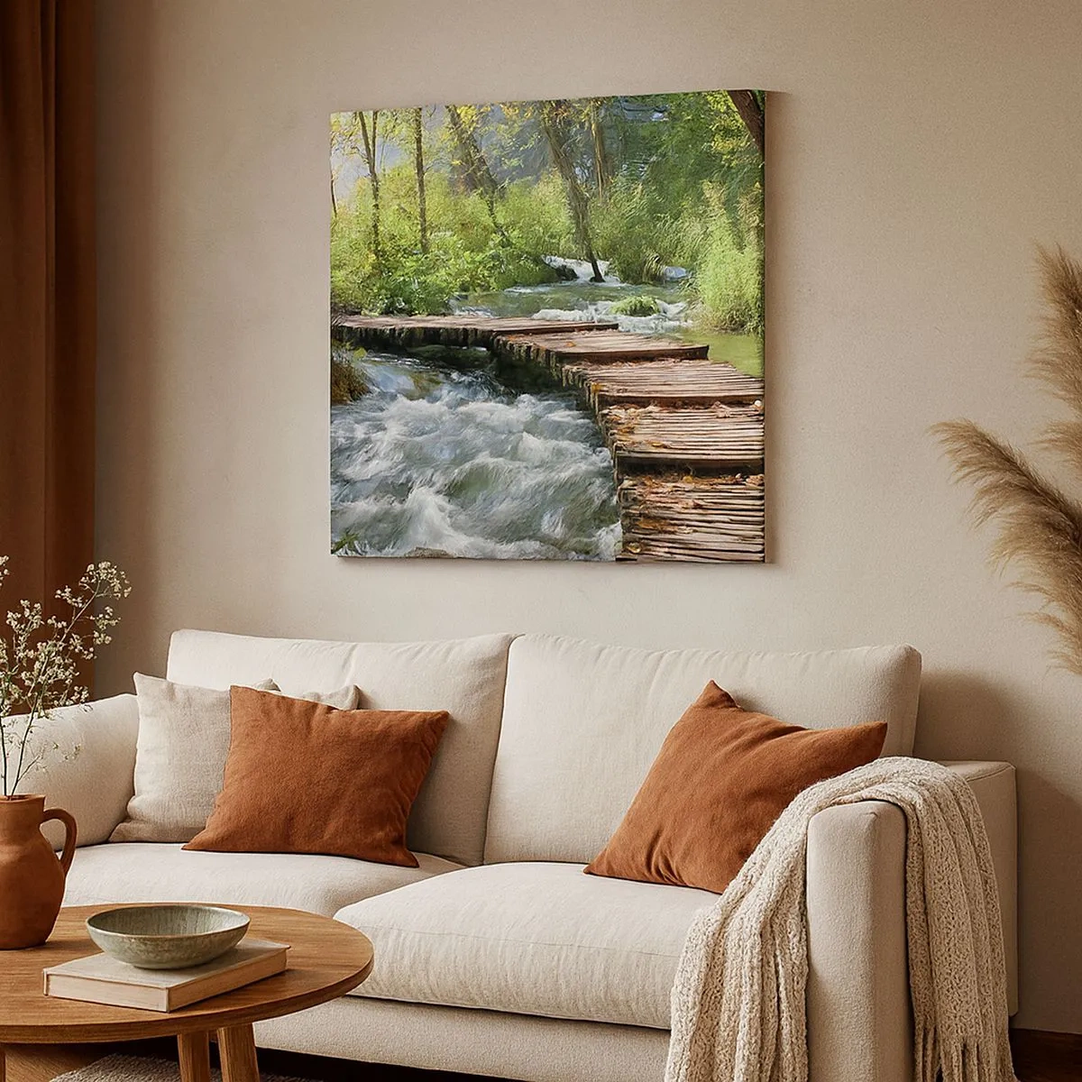 Impression sur toile - Image sur toile - Au-dessus de la cascade mousseuse - 30x30 cm