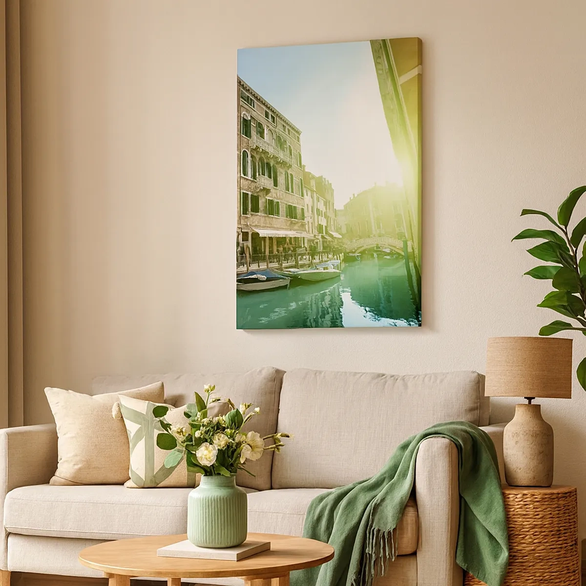 Impression sur toile - Image sur toile - Pont et canal de Venise avec une architecture historique - 50x70cm - Venise - Amore Moi - Décoration murale moderne pour le salon et la chambre ARTTOR