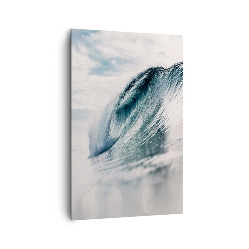 Impression sur toile - Image sur toile - Une vague de mer capturée dans un moment dynamique contre le ciel - 80x120cm - Pic d'eau - Décoration murale moderne pour le salon et la chambre ARTTOR