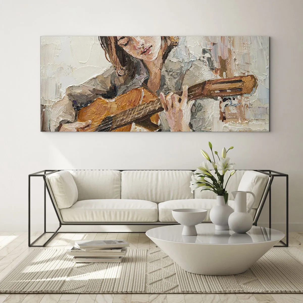 Impression sur verre - Image sur verre - Concerto pour guitare et coeur de fille - 90x30 cm