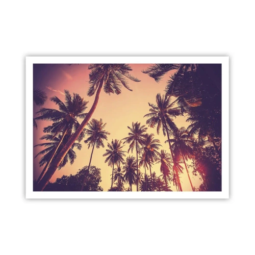 Affiche - Poster - Palmiers contre le ciel aux couleurs chaudes du coucher de soleil - 100x70cm - Variation tropicale - Décoration murale moderne pour le salon et la chambre ARTTOR