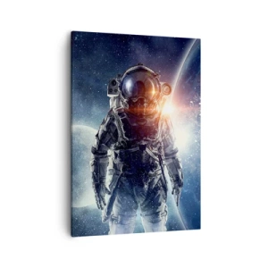 Impression sur toile - Image sur toile - Astronaute avec en arrière-plan l'espace et la planète Terre - 50x70cm - Aventure spatiale - Décoration murale moderne pour le salon et la chambre ARTTOR
