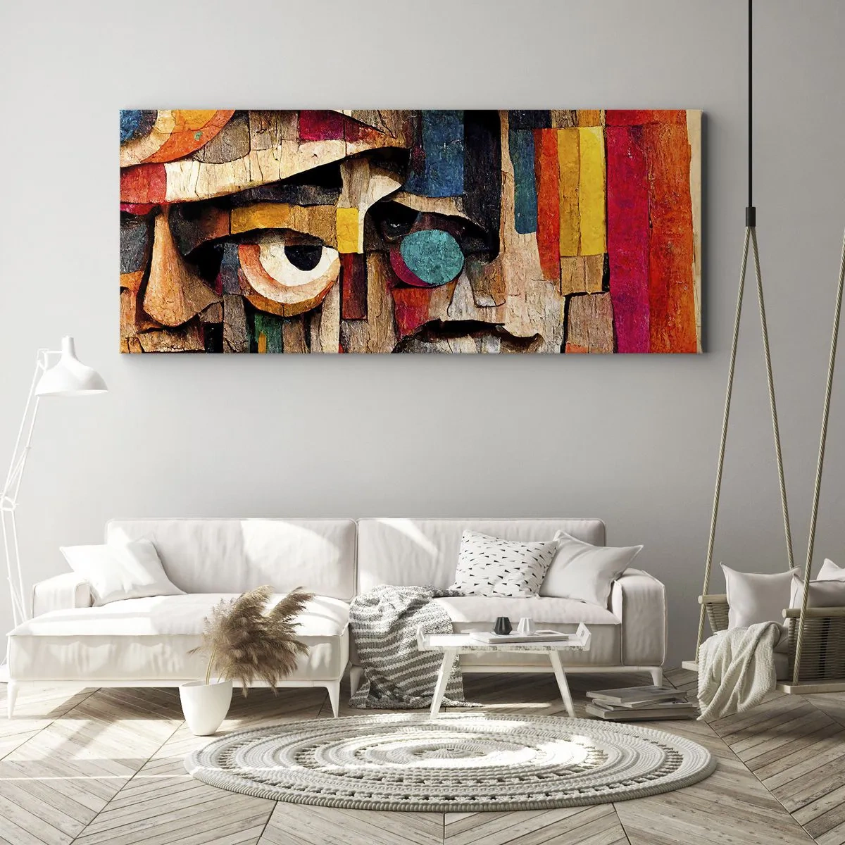 Impression sur toile - Image sur toile - Visages abstraits aux couleurs intenses - 160x50cm - Je te vois… - Décoration murale moderne pour le salon et la chambre ARTTOR