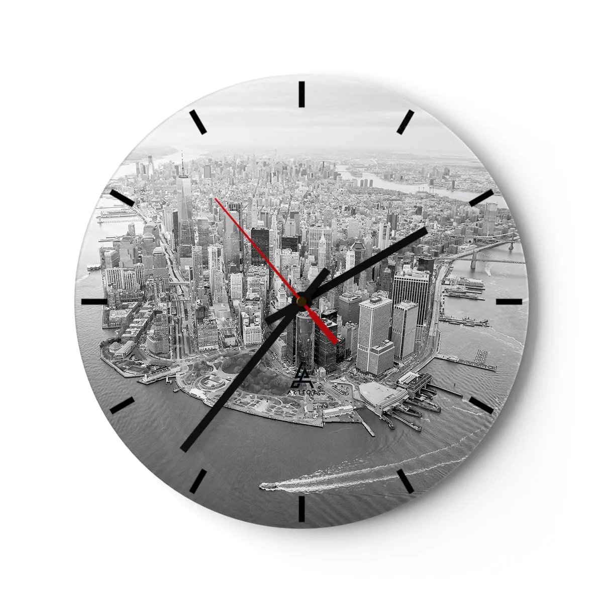 Horloge murale - Pendule murale - Une vue plongeante sur la ville dans des tons de noir et blanc - 30x30cm - Comment ne pas aimer ? - Décoration murale moderne pour le salon, la cuisine et la chambre ARTTOR