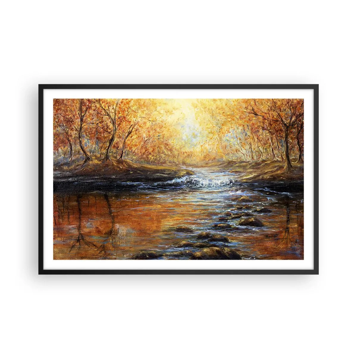 Affiche dans un cadre noir - Poster - Le ruisseau d'or - 91x61 cm