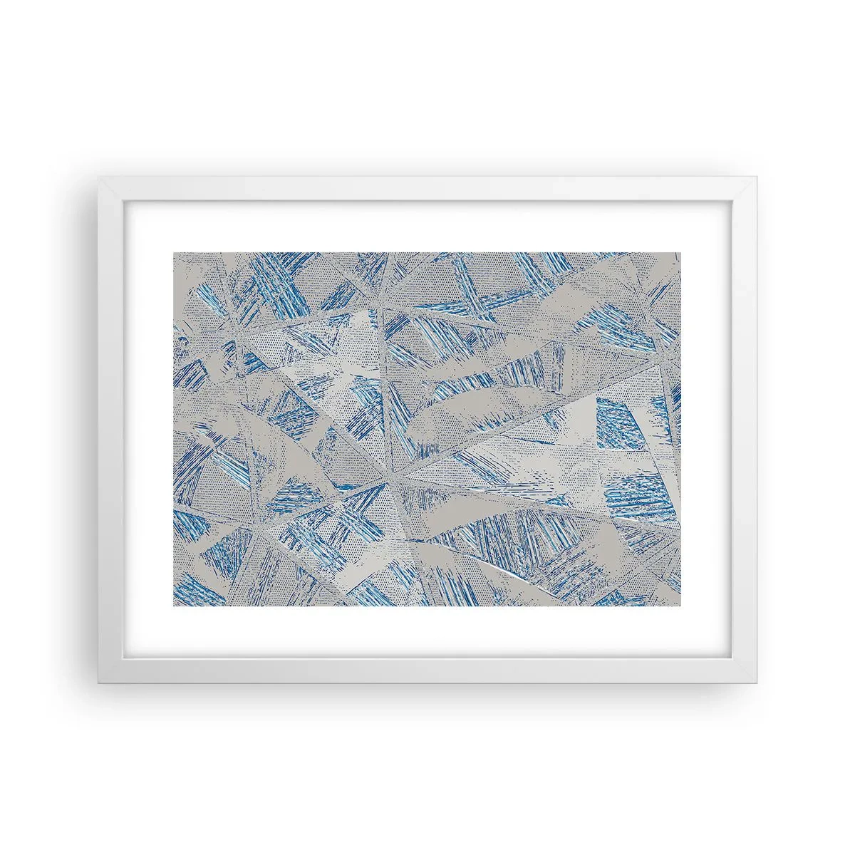 Affiche dans un cadre blanc - Poster - Dans un labyrinthe bleu-gris - 40x30 cm