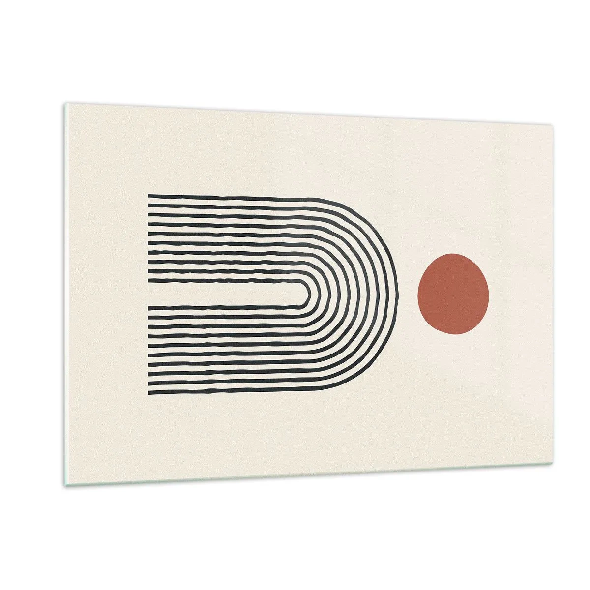 Impression sur verre - Image sur verre - Abstraction graphique avec des lignes et des cercles dans un style rétro - 120x80cm - Le magnétisme des formes et des couleurs - Décoration murale moderne pour le salon et la chambre ARTTOR